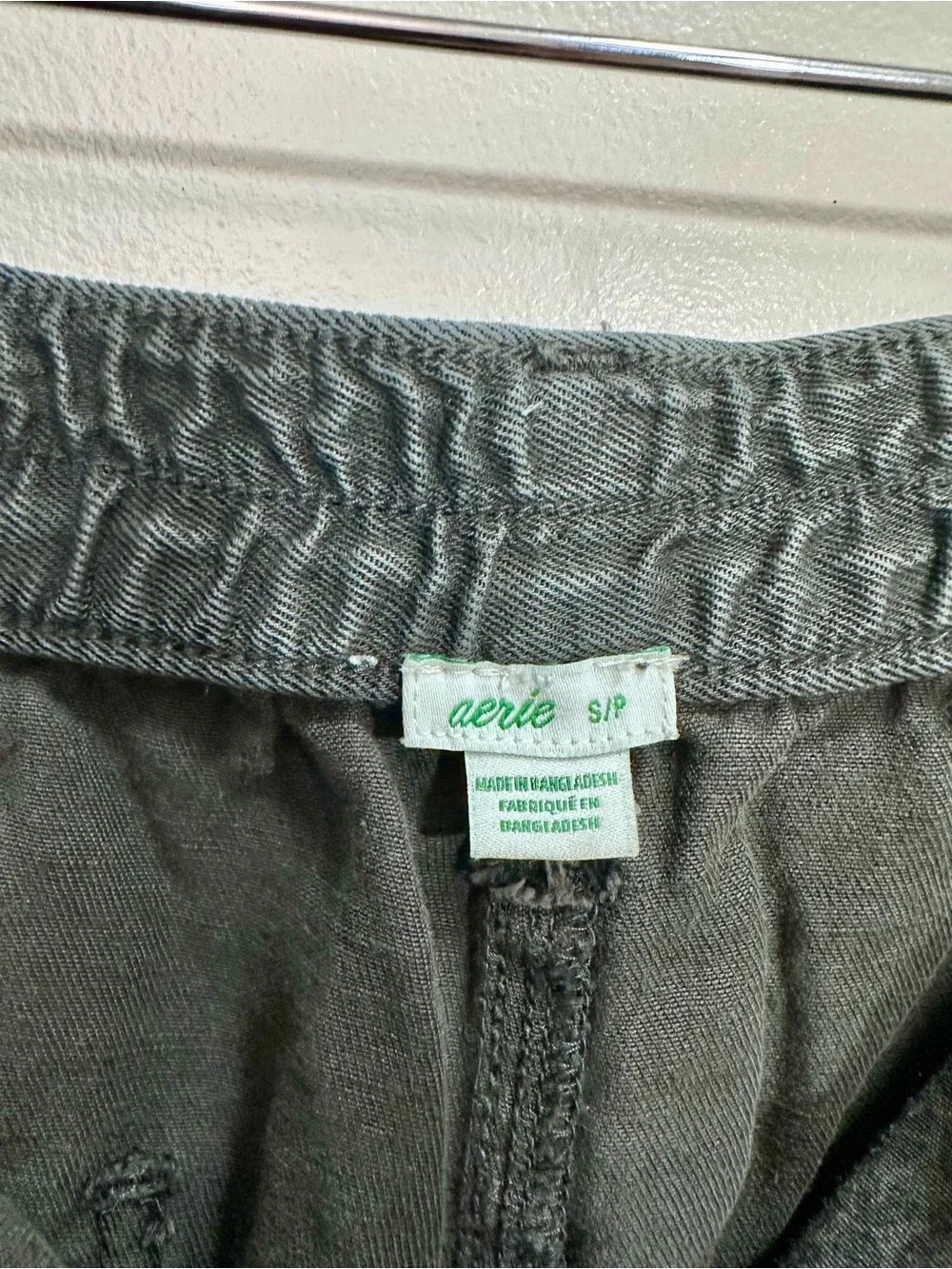 Aerie Linen Shorts Frayed Hem in Charcoal Size S